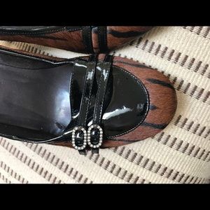 Bling and tiger stripe horse hair pumps